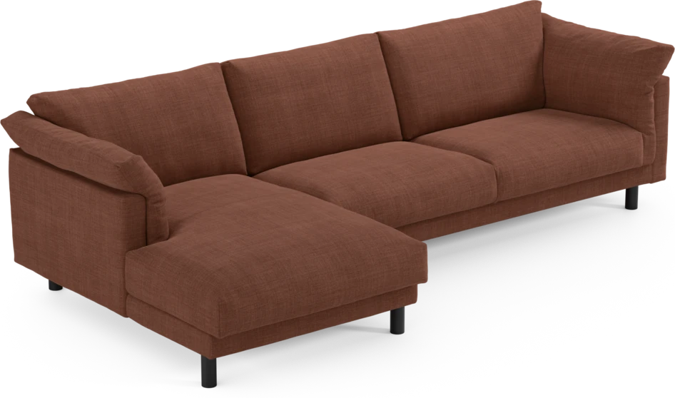 Cherrie - 3-sits soffa med schäslong vänster, fast klädsel - Orange