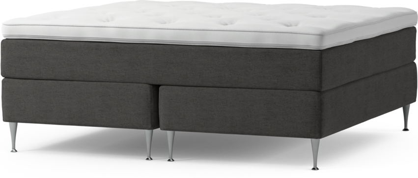 Delux Dream - Kontinentalsäng, dubbelsäng med bäddmadrass och sängben - Grå