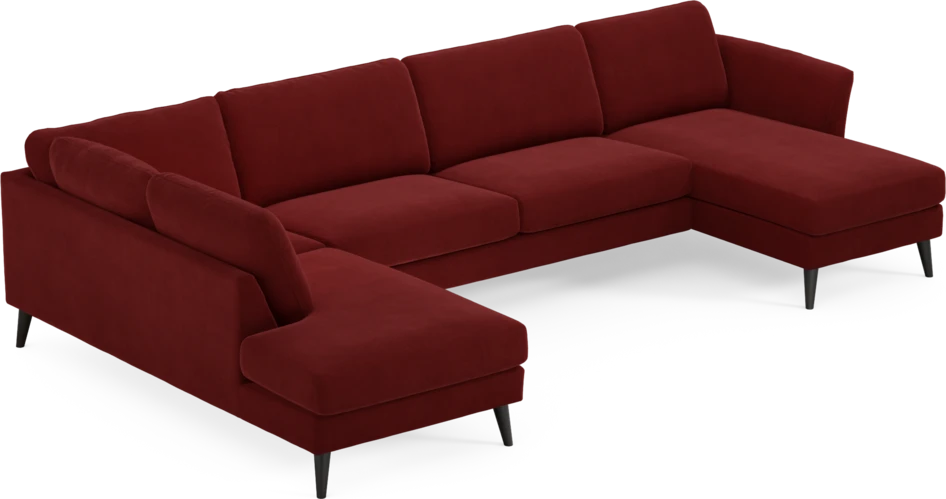 Bridge - 3-sits soffa med divan vänster och schäslong höger - Röd
