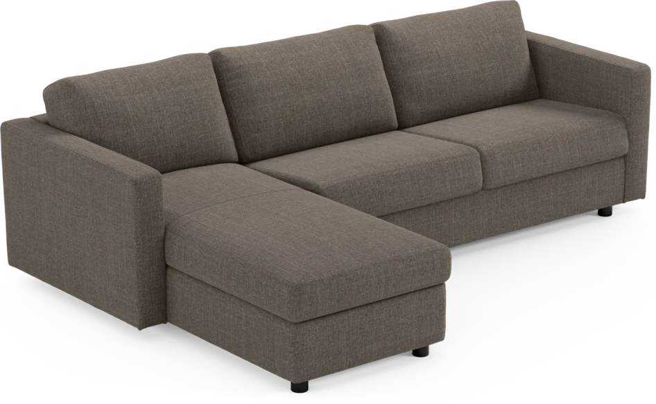 Lindö - Bäddsoffa 2,5-sits med schäslong, vändbar - Brun