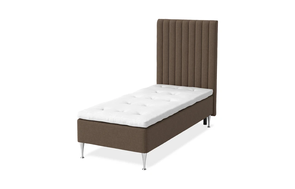 Sense Delux - Ramsäng, enkelsäng med bäddmadrass Sleep Delux vit - Brun