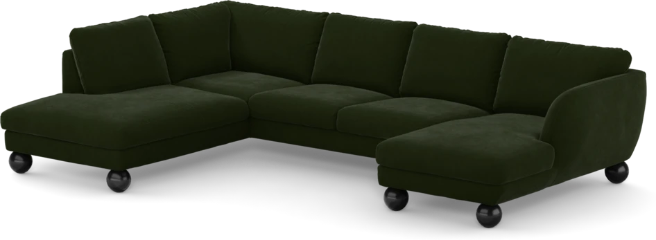 Madison Lux - 2-sits soffa med divan vänster och schäslong höger - Grön