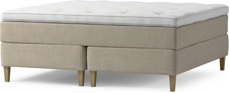 Delux Exclusive - Kontinentalsäng, dubbelsäng med bäddmadrass och sängben - Beige