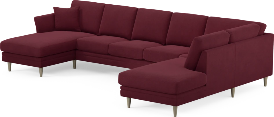Eden - 3-sits soffa med schäslong vänster och divan höger - Röd