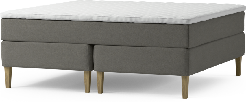 Delux Exclusive - Kontinentalsäng, dubbelsäng med bäddmadrass och sängben - Grå