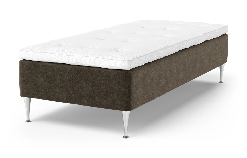 Sense Delux - Ramsäng, enkelsäng med bäddmadrass Sleep Delux vit - Brun