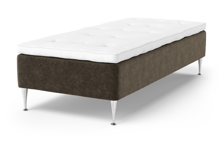Sense Delux - Ramsäng, enkelsäng med bäddmadrass Sleep Delux vit - Brun