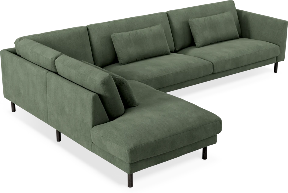 Willow - 4-sits soffa med divan vänster, fast klädsel - Grön