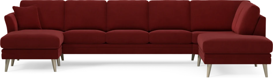 Eden - 3-sits soffa med schäslong vänster och divan höger - Röd