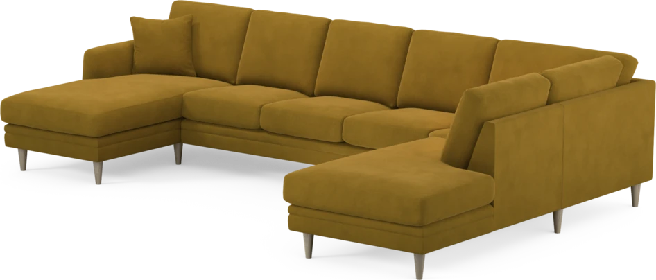 Eden - 3-sits soffa med schäslong vänster och divan höger - Gul