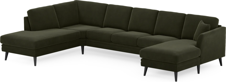 Eden - 3-sits soffa med divan vänster och schäslong höger - Grön