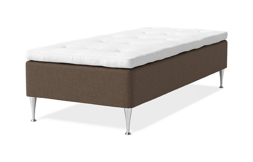 Sense Delux - Ramsäng, enkelsäng med bäddmadrass Sleep Delux vit - Brun