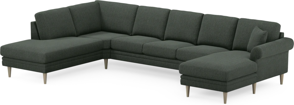 Eden - 3-sits soffa med divan vänster och schäslong höger - Grön