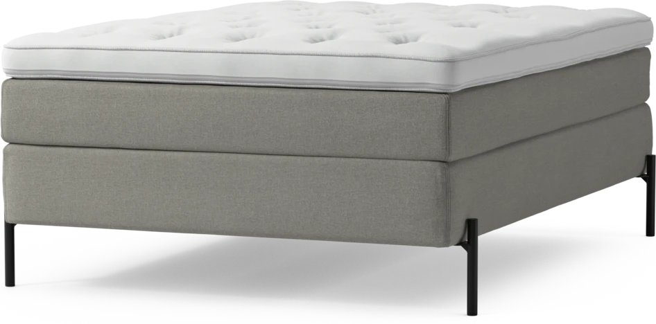 Delux Sense - Kontinentalsäng, enkelsäng 140 cm med bäddmadrass och sängben - Grå