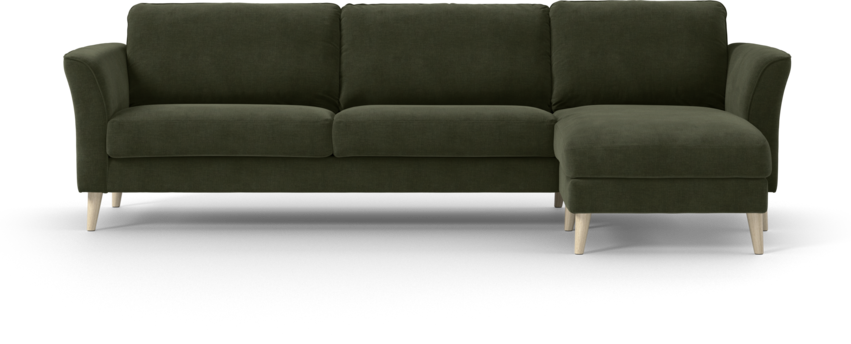 Bridge - 3-sits soffa med schäslong höger - Grön