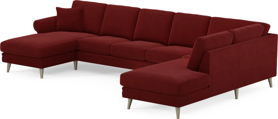 Eden - 3-sits soffa med schäslong vänster och divan höger - Röd