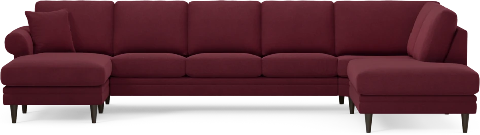 Eden - 3-sits soffa med schäslong vänster och divan höger - Röd