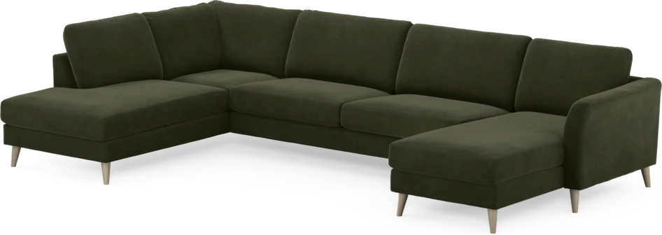 Bridge - 3-sits soffa med divan vänster och schäslong höger - Grön