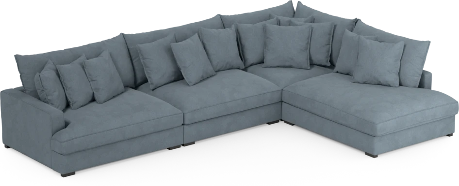 Rossi - 4-sits soffa med divan höger - Blå