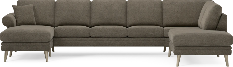 Eden - 3-sits soffa med schäslong vänster och divan höger - Brun