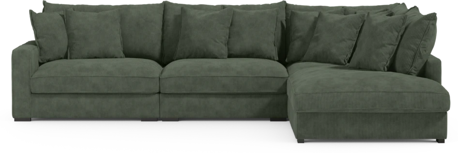 Rossi - 3-sits soffa med divan höger - Grön