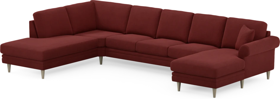 Eden - 3-sits soffa med divan vänster och schäslong höger - Röd