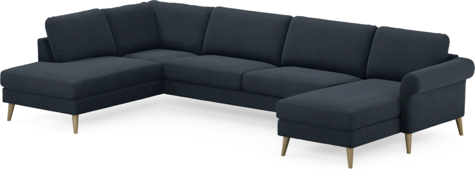 Bridge - 3-sits soffa med divan vänster och schäslong höger - Blå