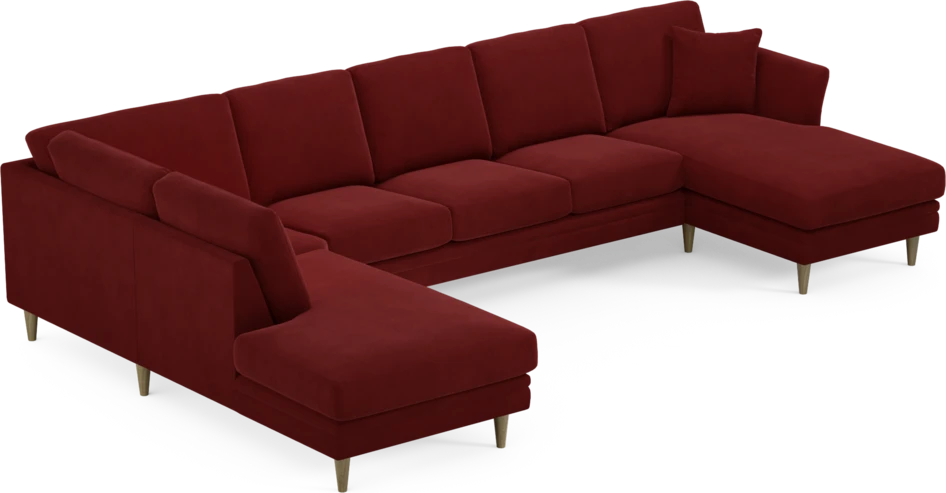 Eden - 3-sits soffa med divan vänster och schäslong höger - Röd