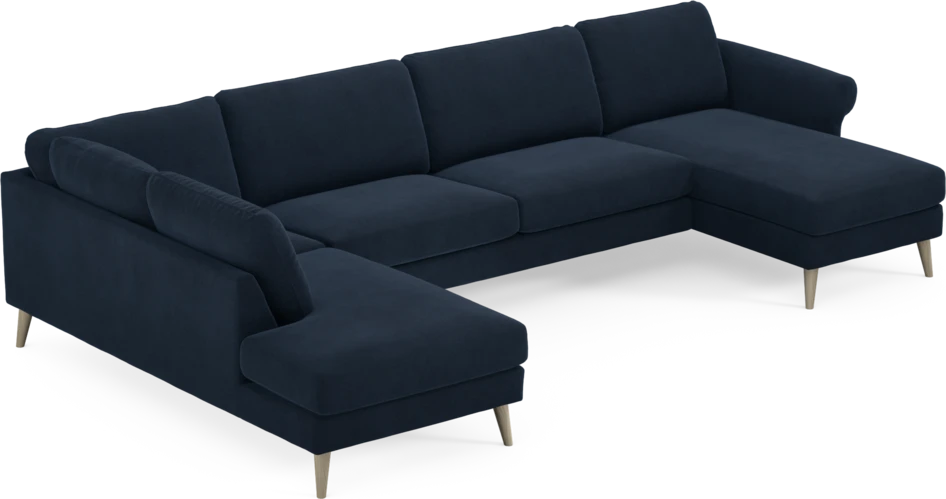 Bridge - 3-sits soffa med divan vänster och schäslong höger - Blå