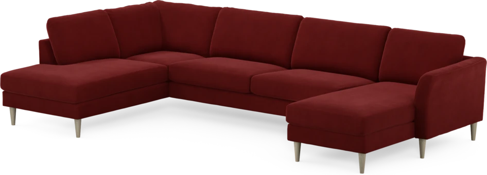 Bridge - 3-sits soffa med divan vänster och schäslong höger - Röd