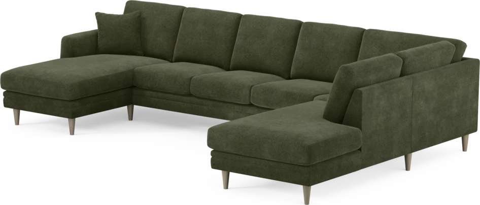 Eden - 3-sits soffa med schäslong vänster och divan höger - Grön