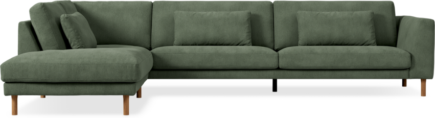 Willow - 4-sits soffa med divan vänster, fast klädsel - Grön