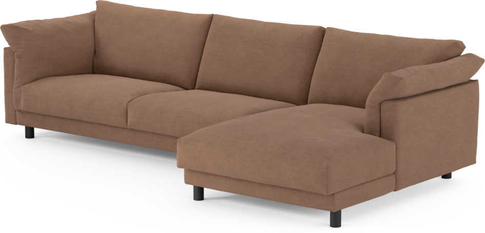 Cherrie - 3-sits soffa med schäslong höger, fast klädsel - Orange
