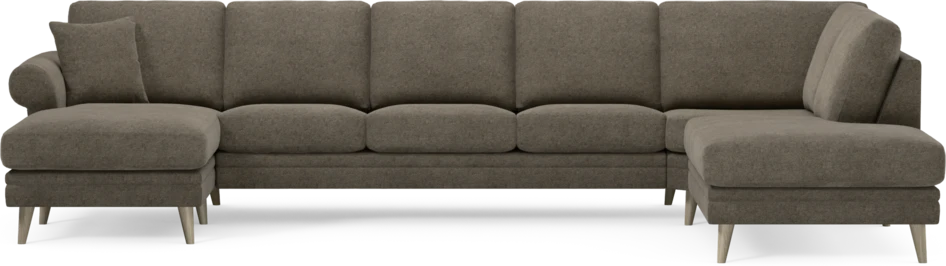 Eden - 3-sits soffa med schäslong vänster och divan höger - Brun