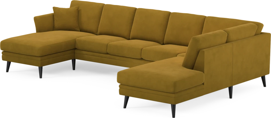 Eden - 3-sits soffa med schäslong vänster och divan höger - Gul