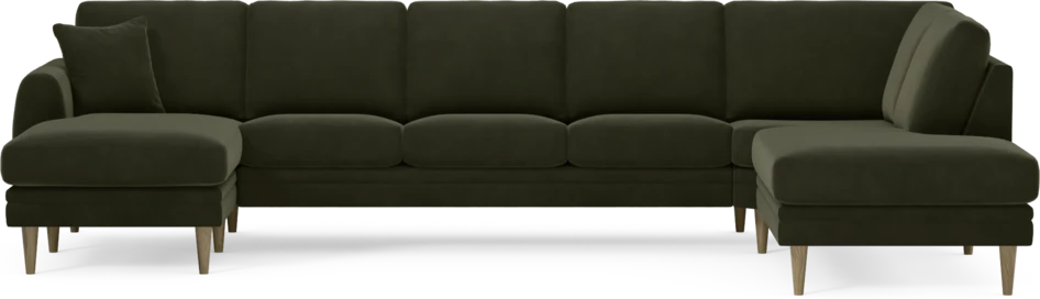 Eden - 3-sits soffa med schäslong vänster och divan höger - Grön