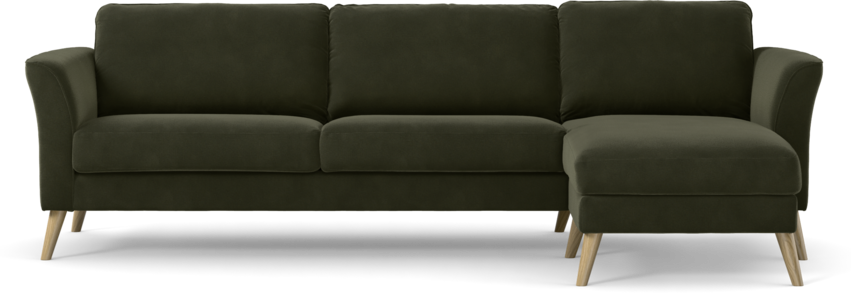 Bridge - 3-sits soffa med schäslong höger - Grön