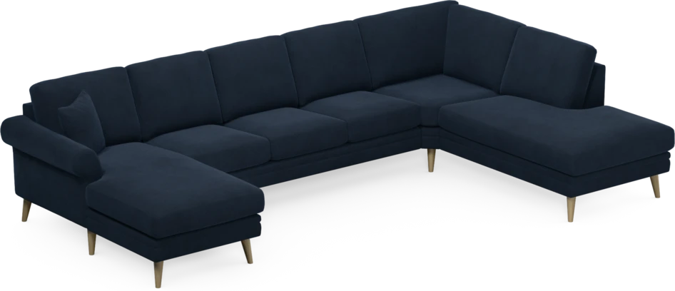 Eden - 3-sits soffa med schäslong vänster och divan höger - Blå