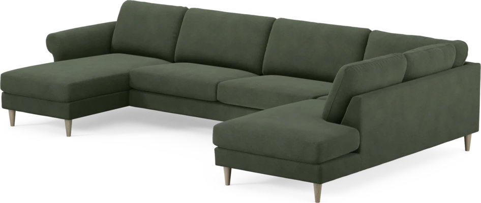 Bridge - 3-sits soffa med schäslong vänster och divan höger - Grön