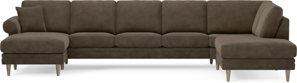 Eden - 3-sits soffa med schäslong vänster och divan höger - Brun
