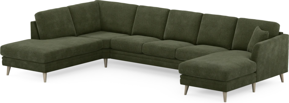 Eden - 3-sits soffa med divan vänster och schäslong höger - Grön