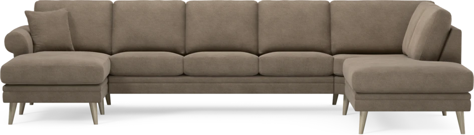 Eden - 3-sits soffa med schäslong vänster och divan höger - Brun