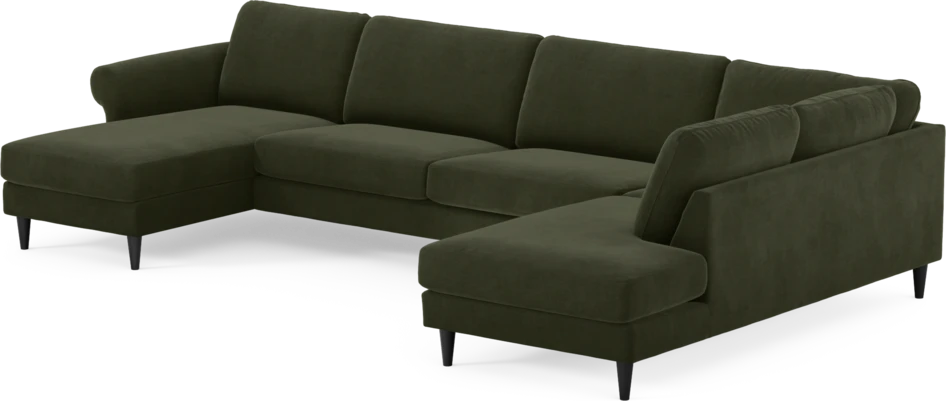 Bridge - 3-sits soffa med schäslong vänster och divan höger - Grön