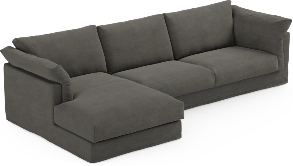 Cherrie - 3-sits soffa med schäslong vänster, med kappa - Grå