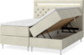 New York - Förvaringssäng, dubbelsäng med bäddmadrass och sänggavel LED - Beige