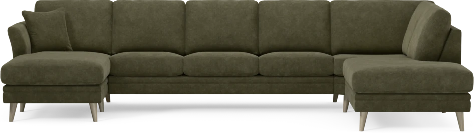 Eden - 3-sits soffa med schäslong vänster och divan höger - Grön