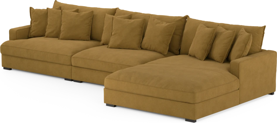 Rossi - 4-sits soffa med schäslong XL höger - Gul