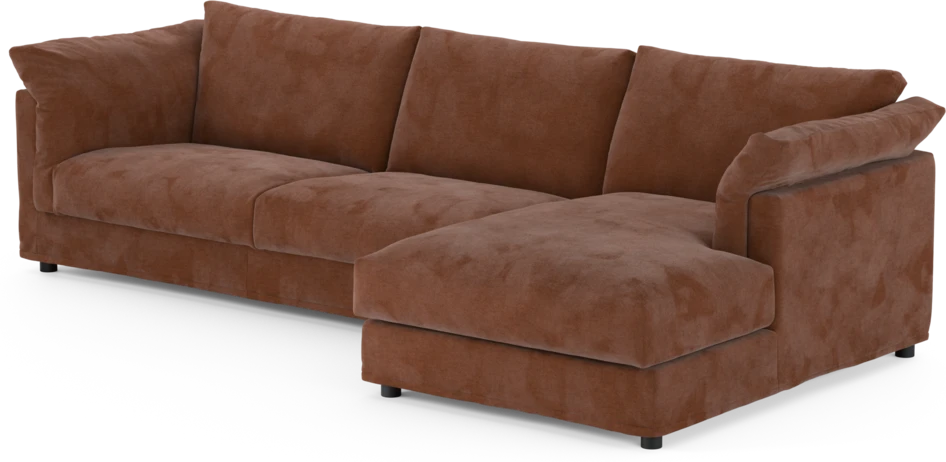 Cherrie - 3-sits soffa med schäslong höger, med kappa - Orange