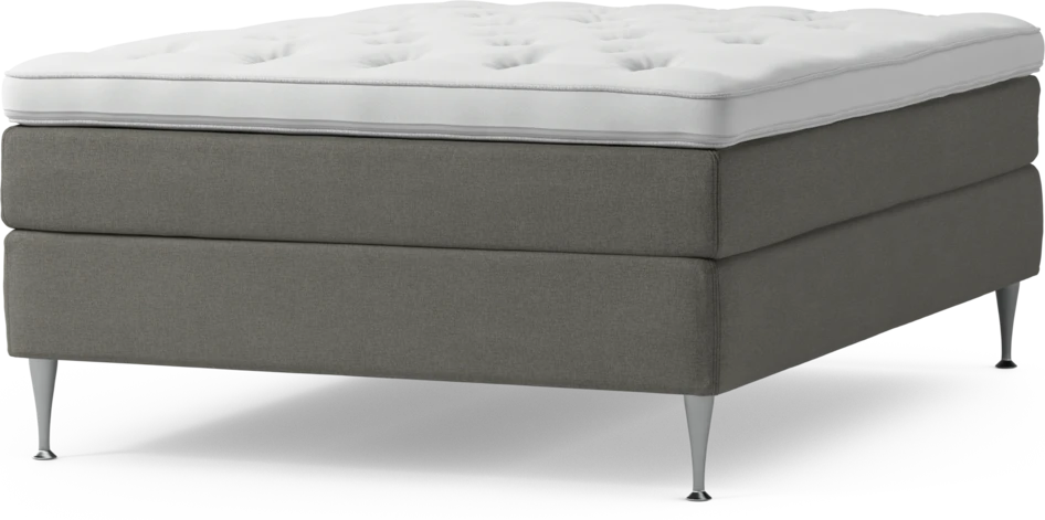 Delux Sense - Kontinentalsäng, enkelsäng 140 cm med bäddmadrass och sängben - Grå