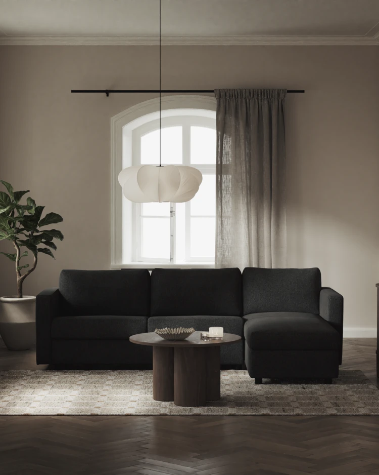 Lindö - Bäddsoffa 2,5-sits med schäslong, vändbar - inspiration